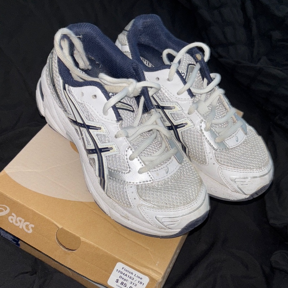 Asics Mesh White and Dark Blue Running Shoes